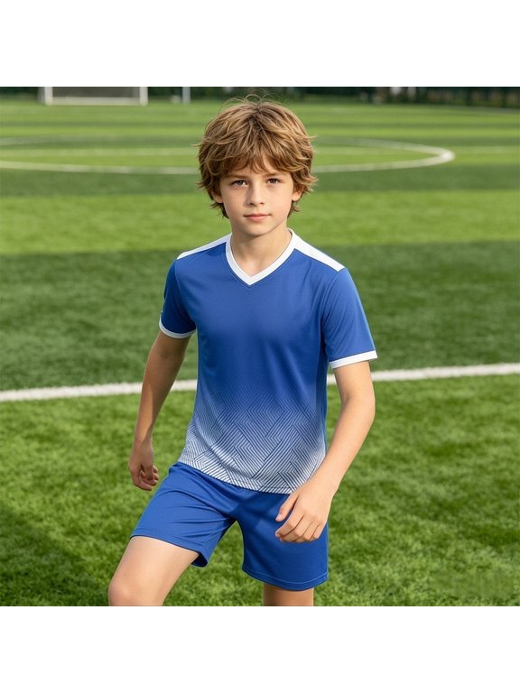 Boys Outfits Size 13-14Y V Neck Short Sleeve Colorblock Top with Shorts Kids Match Set Toddler Boy Clothes