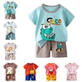 thumbnail image 1 of Boys Outfits Size 3-4Y Loose Fit Cartoon Design Short Sleeve Top and Shorts Casual 2 Piece Boys Clothes, 1 of 5