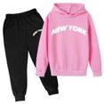 thumbnail image 1 of Gaexia Boys Sets Size 5-6 Children's Hoodie Pullover Sweatshirt Sweatpants Set Popular Printed Hoodie Set On Underwear 2023 Casual Letter Printed Long Sleeve Out Wear Pink, 5-6 Years, 1 of 4