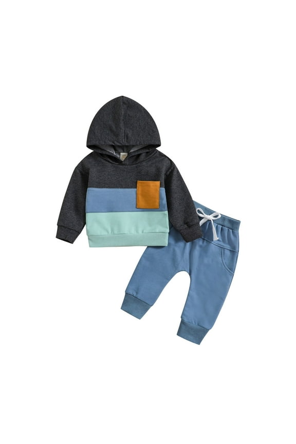 Boys Outfits Size 6 Plain Print Baby Boy Winter Clothes 18-24 Months Oversize Streetwear Boy Outfit Set with Pocket Black,3-6 Months