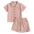thumbnail image 1 of Boys Outfits Size 8 Shorts Set Toddler Boys Cotton Linen Lapel Button Up Shirts Tops Shorts Set Baby Boy Summer Beach Clothes Outfits, 1 of 7