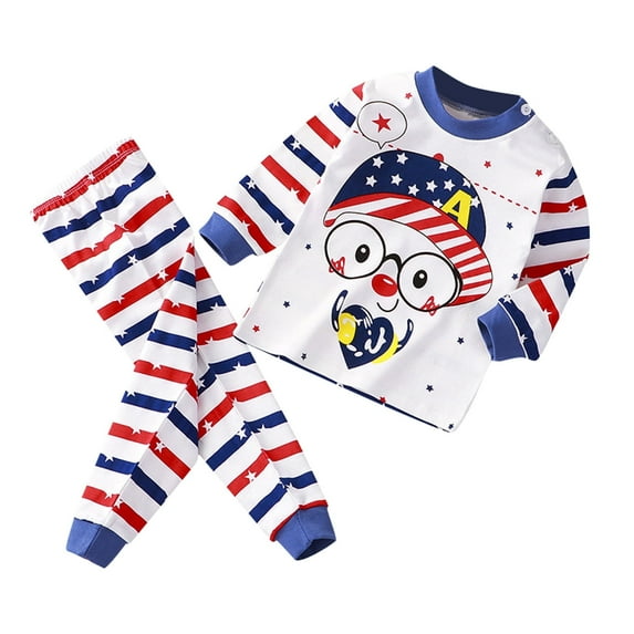 Boys Outfits Soft Outfits Cartoon Prints Long Sleeve Kid Loungewear Sets Baby Boy Clothes White 18 Months-24 Months