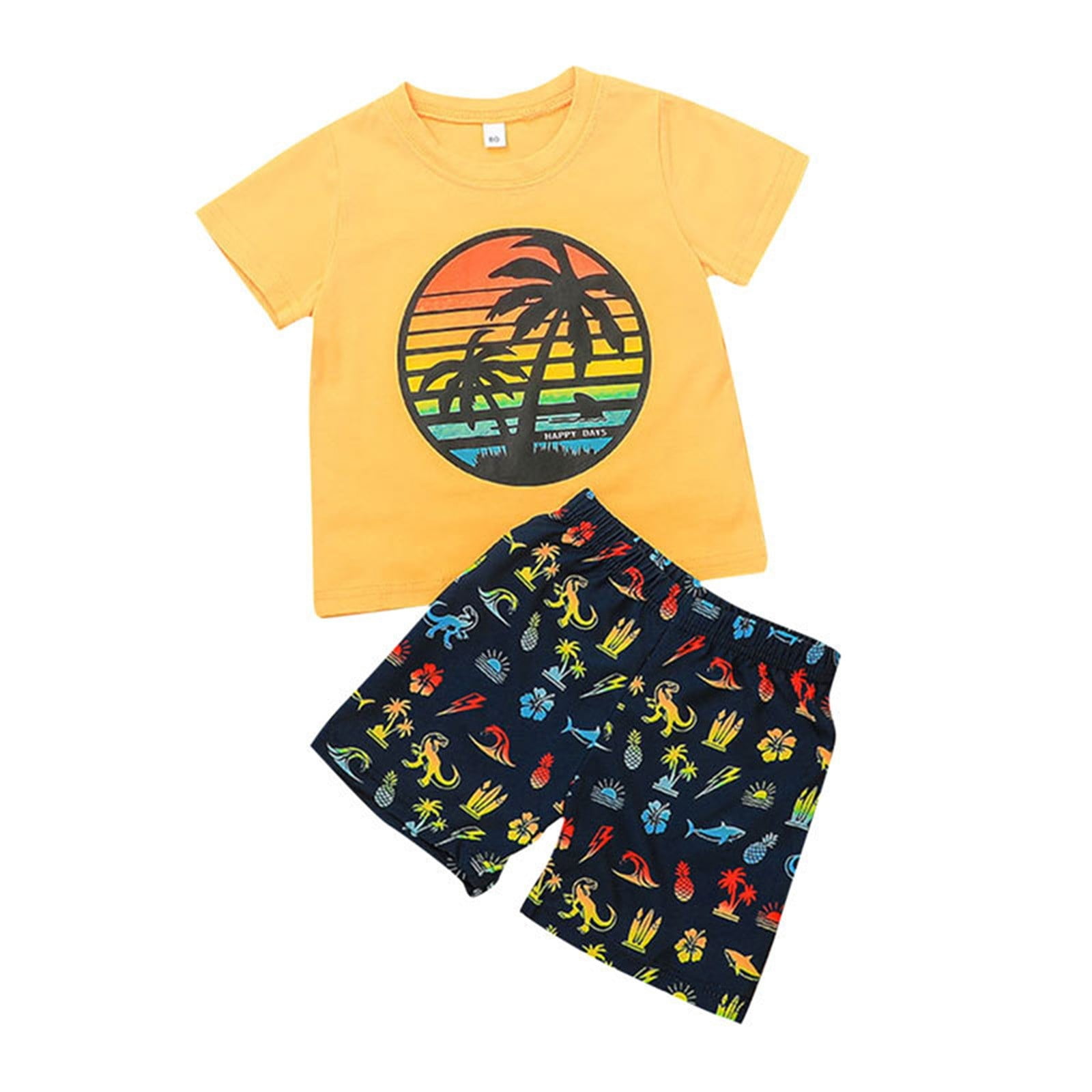Baby Boy Summer Dress In Yellow Color Shirt With Cotton Short main image 1
