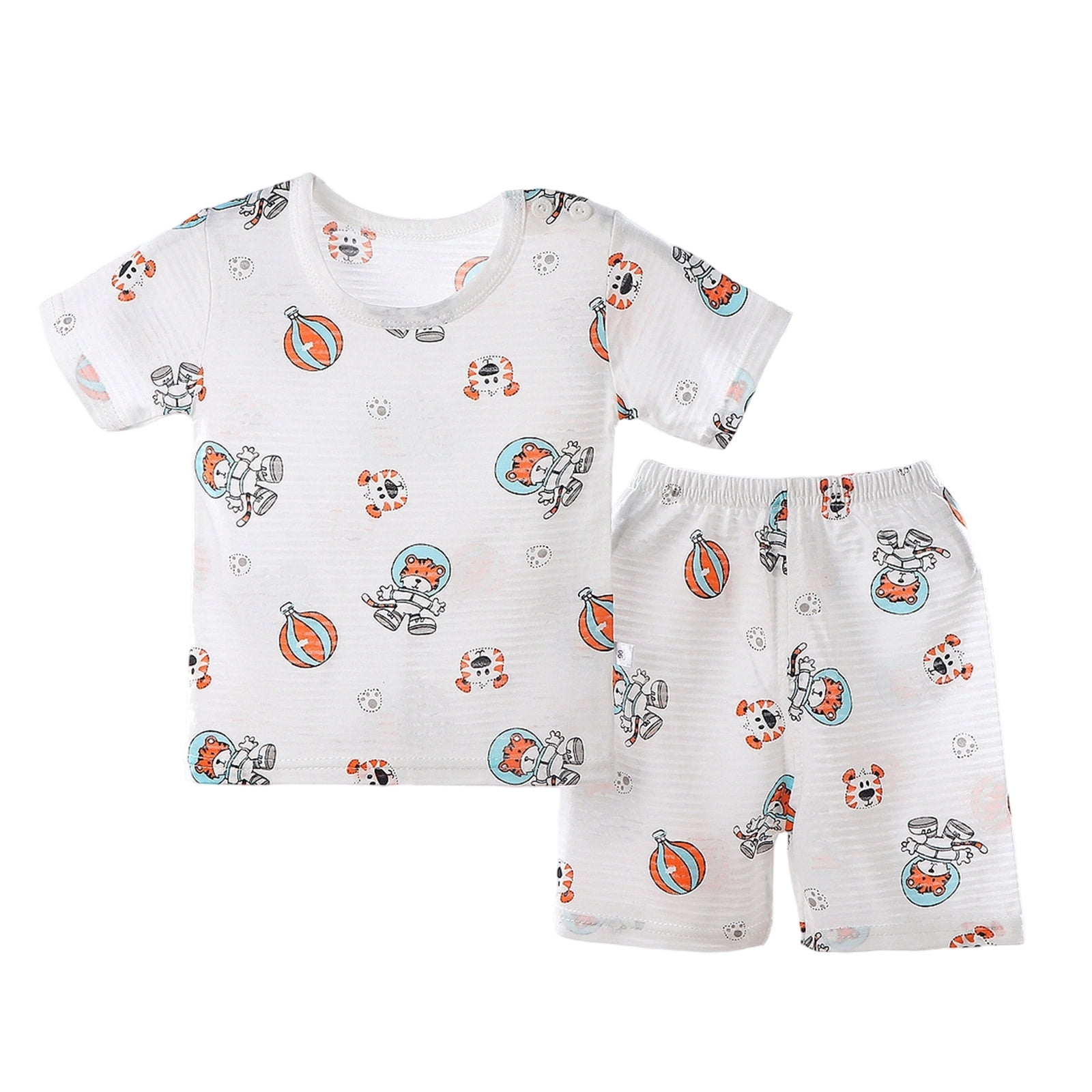 Boys Outfits Summer Kids Pajamas Sets Cartoon Full Print Short Sleeve T ...