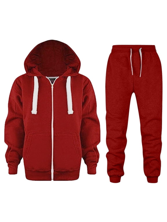 Boys Outfits Winter Zip Up Stripe Hoodies for Boys Tracksuit Jogger Pants Set Pullover Sweaters Boys Clothes,4-Red,9-10 Years