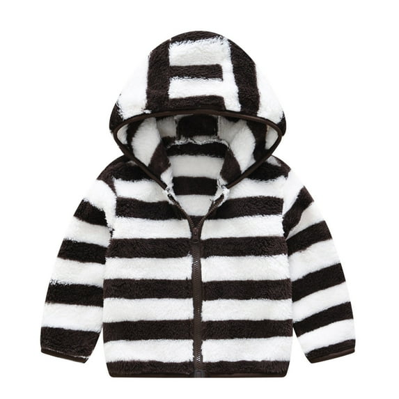 Boys Outwear Zipper Toddler Warm Striped Kids Hooded Thick Coat Baby Girls Girls Coat&jacket Baby Girl Outerwear 12 Months plus Size Girls Clothes Toddler 4t Jacket Trench Coat Girls Size 5 Jacket