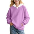 thumbnail image 1 of Boys Oversized Sweatshirt Kids Color Block Hooded Sweatshirts with Pockets, Cute Hoodies for Teens, Boys Girls Casual Loose Oversized Pullover Tops Trendy Clothes Purple 11Y, 1 of 8