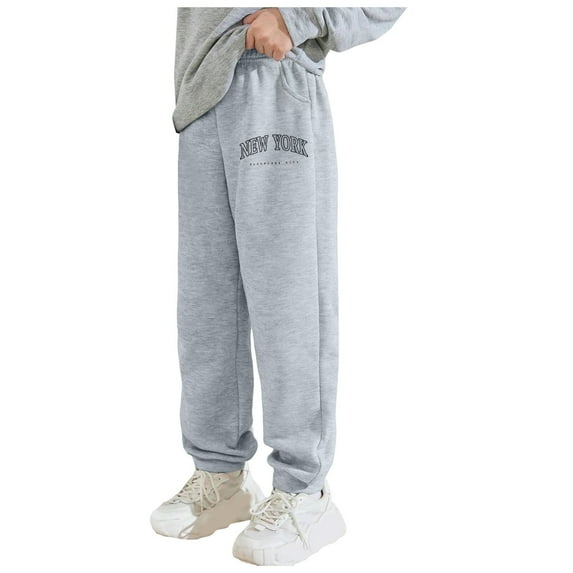 Boys Pajama Pants Boys Winter Pants Boys Fleece Athletic Sweatpants Kids Active Jogger Pants Running Jogging Pants with Pockets Light Gray 6-7 Years