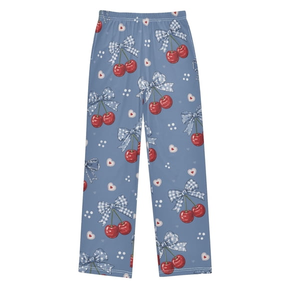 Boys Pajama Pants Cherry Bowknot Soft Kids Pj Bottoms Lounge Pants with Pockets Boys Sleepwear Size 6-14