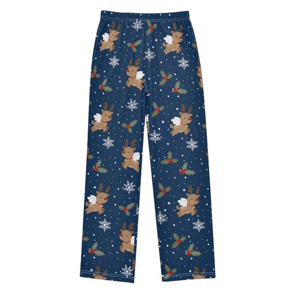 Boys Pajama Pants Elk Red Fruit Soft Kids Pj Bottoms Lounge Pants with Pockets Boys Sleepwear Size 6-14