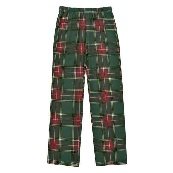 Boys Pajama Pants Green Checkered Soft Kids Pj Bottoms Lounge Pants with Pockets Boys Sleepwear Size 6-14
