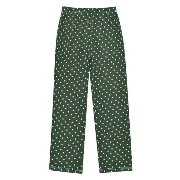 Boys Pajama Pants Green Polka Dots Soft Kids Pj Bottoms Lounge Pants with Pockets Boys Sleepwear Size 6-14