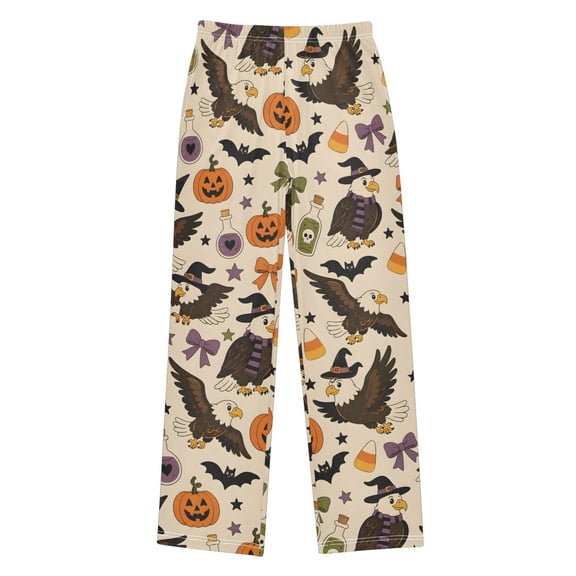 Boys Pajama Pants Halloween Owl Soft Kids Pj Bottoms Lounge Pants with Pockets Boys Sleepwear Size 6-14