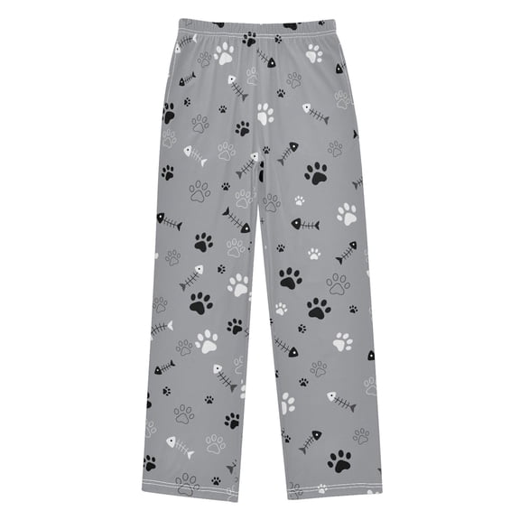 Boys Pajama Pants Paw Fish Bones Soft Kids Pj Bottoms Lounge Pants with Pockets Boys Sleepwear Size 6-14