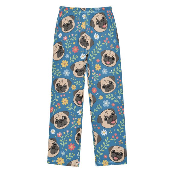 Boys Pajama Pants Pug Head Soft Kids Pj Bottoms Lounge Pants with Pockets Boys Sleepwear Size 6-14