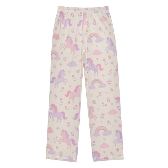 Boys Pajama Pants Purple Unicorn Rainbow Soft Kids Pj Bottoms Lounge Pants with Pockets Boys Sleepwear Size 6-14