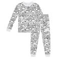 thumbnail image 1 of Boys Pajamas 2PC Sets Valentine's Day DIY Hand Painting Rainbow Print Boat Neck Girls Homewear 2 Piece Kids Outfits(4Y 4-5 Years,White), 1 of 5