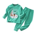 thumbnail image 1 of Boys Pajamas Autumn Kids Underwear Long Sleeve Cute Snow Print Warm Tops Pants Pajamas Set Baby Boy Outfits Green 5 Years-6 Years, 1 of 5