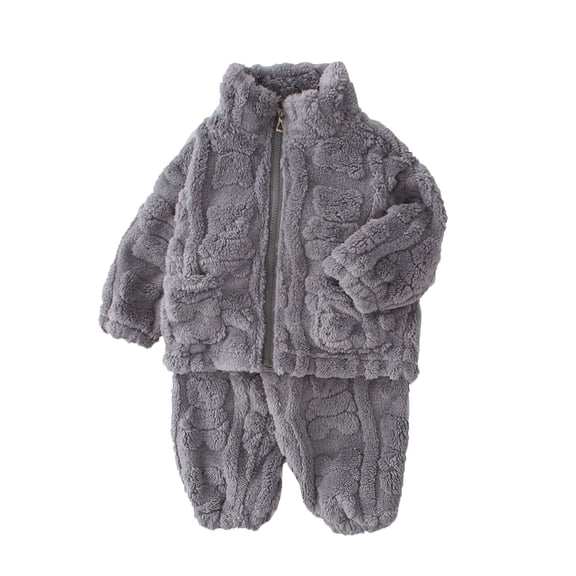 Boys Pajamas Boys Toddler Pajama Sets Long Sleeve Top and Pants Winter Bear Jacquard Thermal Soft Warm Cozy Home Sleepwear Toddler Pjs Dark Gray 6 Months-12 Months