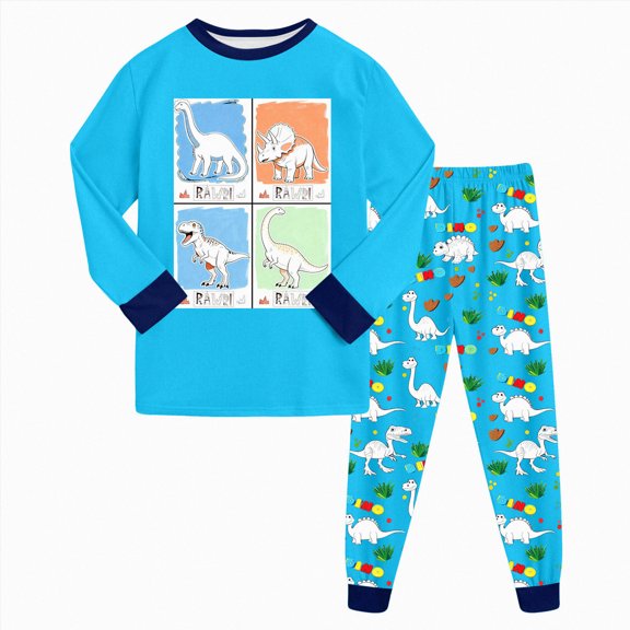 Boys Pajamas Cotton Sleepwear Toddler Kids Long Sleeve Pjs 6-12 Months 12-24 Months 2t 3t 4t 5t 6t 7t 8t 9t Children(Sky Blue,7-8 Years)
