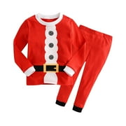 DONYEWIU Boys Pajamas For Baby Girls Boys Christmas Santa Claus XMAS Pajamas Set Cotton Pjs Toddler Sleepwear Kids Clothes Set Boys Outfit Winter Track Suits Boys Sweat Suit 5t Toddler Suspenders Outfit Boy