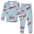 thumbnail image 1 of Boys Pajamas Girls Pajama Cartoon Snowman Skiing Cute Comfortable Cotton Two-piece Pajama Set, 1 of 7