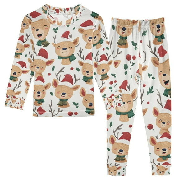 Boys Pajamas Girls Pajama Christmas Deer with Bells Cute Comfortable Cotton Two-piece Pajama Set