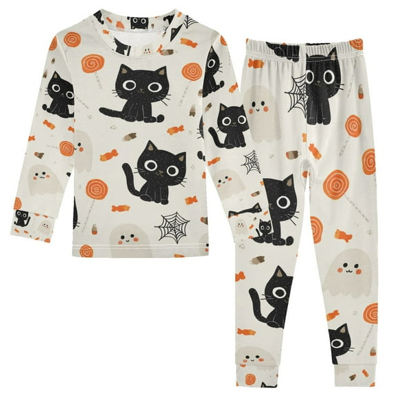 Boys Pajamas Girls Pajama Cute Cats and Candies Cute Comfortable Cotton Two-piece Pajama Set