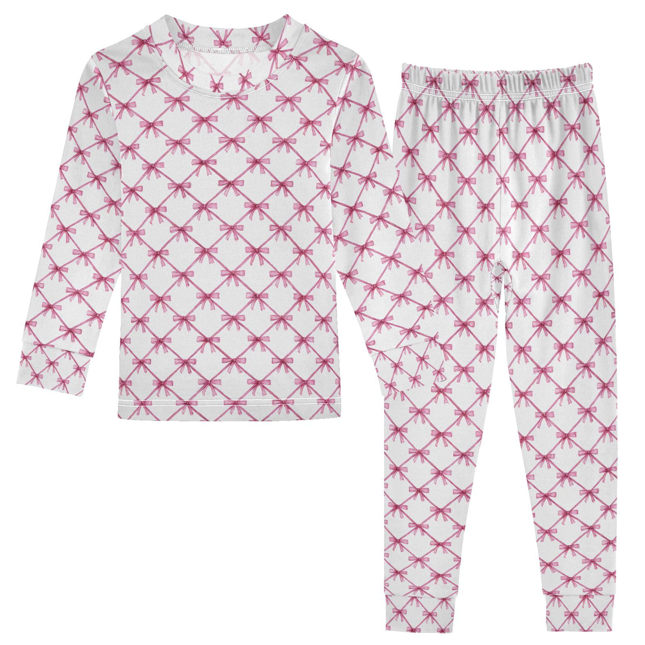 Boys Pajamas Girls Pajama Light Pink Ribbon Bow Plaid Cute Comfortable ...