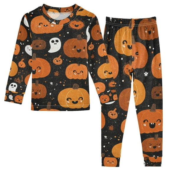Boys Pajamas Girls Pajama Pumpkin Pattern and Cartoon Hhost Cute Comfortable Cotton Two-piece Pajama Set