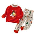 thumbnail image 1 of Boys Pajamas Kids Autumn Long Sleeve Christmas Printed Cotton Warm Tops Pants Pajama Set Baby Boy Outfits Red 6 Months-12 Months, 1 of 5