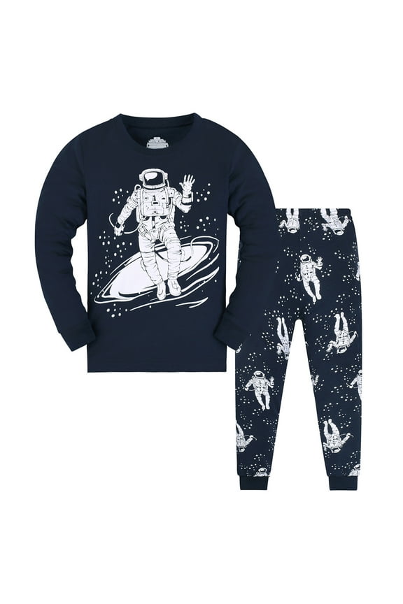 Little Child Boys Pajamas Long Sleeve Crew Neck Cartoon Printing Top and Pants PJ Set Sleepwear Boys Outfits Sets 6-7 Years