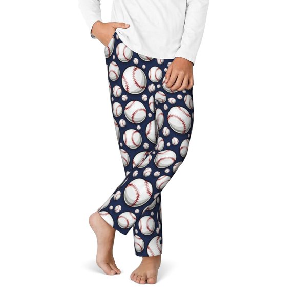 Boys Pajamas Pants - Soft cute baseball D Cotton Kids Pajamas, Comfy Sleepwear Pj Bottoms Pjs Lounge Pants Size 5-16 for Boys Kids Girls Childrens with Pocket