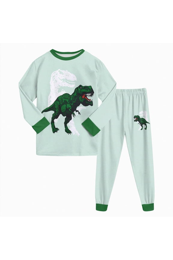Boys Pajamas Set Long Sleeve Sleepwear Pajama Set For Big Boys,Nightwear 6-12 Months 12-24 Months 2t 3t 4t 5t 6t 7t 8t 9t Children(Green,7-8 Years)