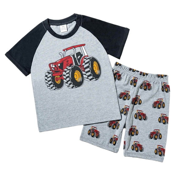 Boys Pajamas Set Summer Short Sleeve Car Truck Toddler Children T-Shirt and Shorts Pjs Sleepwear Outfits