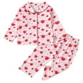 thumbnail image 1 of Boys Pajamas Set Valentines Day Pajamas Hearts Shape Printed Top Pants Satin Two Piece Pjs Holiday Pajama Sets for Boy Girl 4-5 Years, 1 of 7