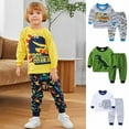 thumbnail image 1 of Boys Pajamas Sets Cotton Pjs Toddler 2 Piece Long Sleeve Sleepwear Kids Clothes Sets Dinosaur Shirts,1-7Y, 1 of 7