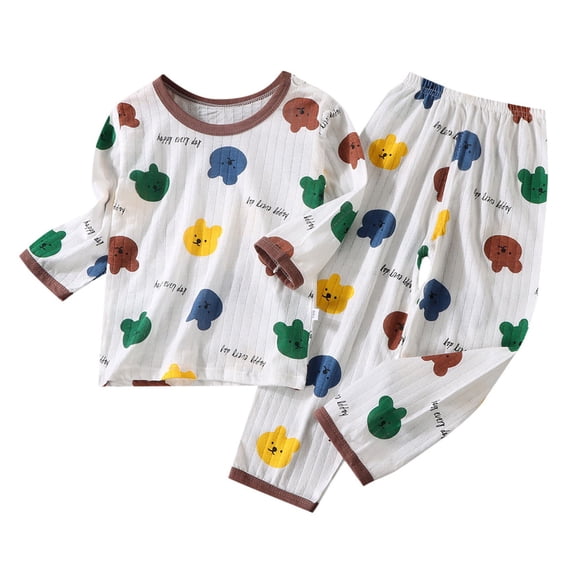 Boys Pajamas Size 12 Cotton Tractor Printed Sleepwear Long Sleeve 2 Piece Fall Winter Clothes Set Snug-Fit Outfits Sleepwear for Kids & Teens,6-12 Months,Coffee