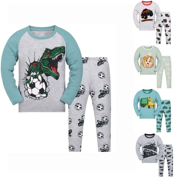 Boys Pajamas Size 14-16 Classic Fit O-Neck Soft Stretch Toddler Boys Long Sleeve Long Sleeve Top with Joggers Pajama Set, 2-Piece, Size 2 Years