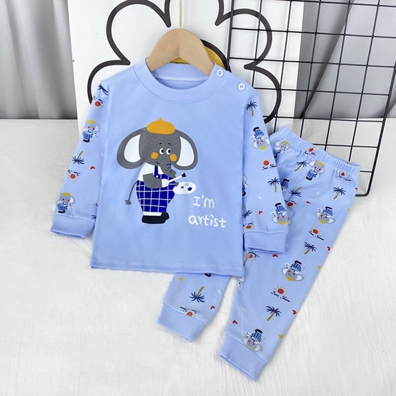 Boys Pajamas Toddler Boys Long Sleeve Cotton Pjs Kids Sleepwear Sets, Size 6-12 Months