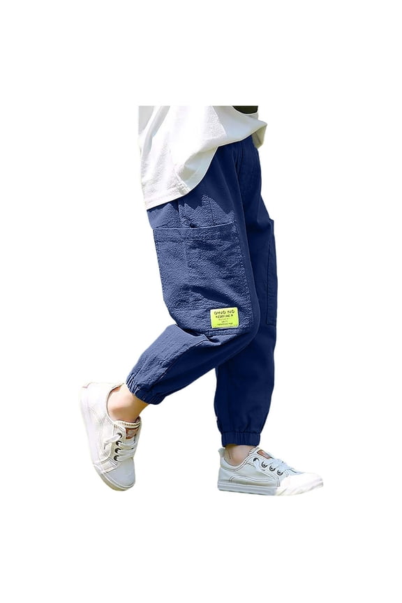Boys Pants 14-16 Boy's Drawstring Waist Pleated Front Baggy Cargo Pants, 4-14 Years