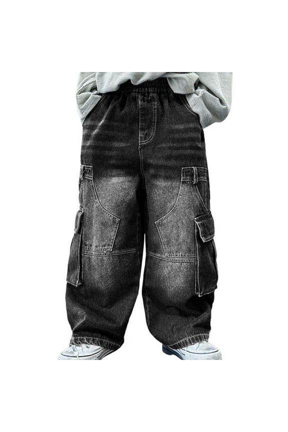 Boys Pants Baggy Jeans Boys Boys Cargo Trousers Fully Elastic Waist Trousers For Children Regular Fit Age 4 12 Years