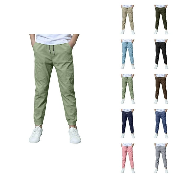 Boys Pants Baggy Jeans Boys Boys Casual Linen Jogger Pants Elastic Waist Drawstring Comfortable Loose Fit Breathable Summer Beach Trousers for Everyday Wear