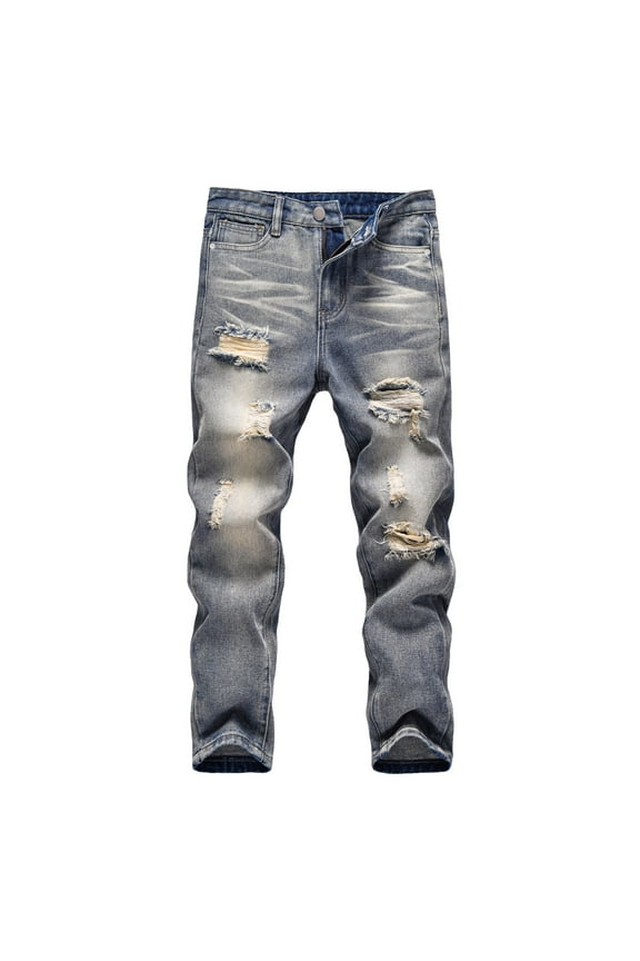 Boys' Pants Baggy Jeans Boys Boys Skinny Fit Ripped Distressed Denim Jeans Fashionable Slim Stretch Comfortable Kids Pants for Active Play