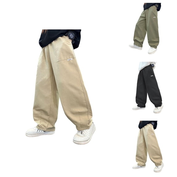 Boys' Pants Boys Baggy Jeans Boys Summer Casual Cargo Pants Loose Fit Activewear Sweatpants for Sports Outdoor Play Comfortable Kids Trousers 4-12 Years