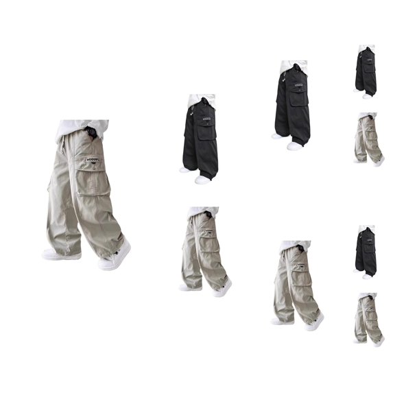 Boys Pants Boys Cargo Pants Straight Leg Loose Fit Casual Wide Trousers Daily Wear for Kids Age 4-13 Summer