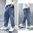thumbnail image 1 of Boys Pants Boys Casual Pants For Everyday Wear Outdoor Sports Straight Leg Jeans With Pockets Comfortable Trousers For Kids Age 2 15 Kids Trousers, 1 of 8