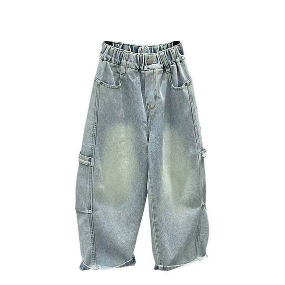 Boys Pants,Boys Comfort Cargo Pants Elastic Waist Trousers for Children Casual Durable Everyday Wear,Boys Sweatpants,Z17 Light Blue,5-6 Years