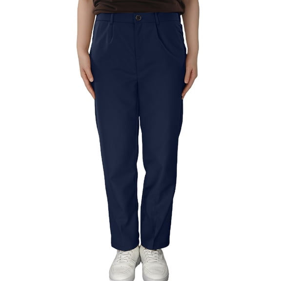 Boys Pants,Boys' Flat Front Dress Pants Adjustable Waist School Outfits Pants,Boys Jogger Pants,Navy,7-8 Years