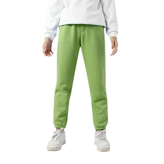 Boys Pants - Boys Girls Jogger Sweatpants Athletic Activewear Pants Side Pockets & Elastic Cuffs Breathable Playground Outfit - Uniform Pants for Boys,Color:Green,Size:5-6 Years